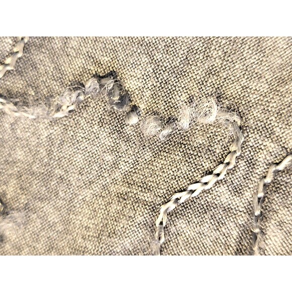 Boho Minimalist Gray Embroidered Button Down Top | Artsy Textured Long Sleeve M - Picture 12 of 16